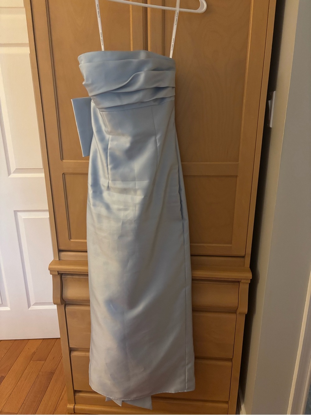 ALFRED SUNG Strapless Light Blue Satin Gown